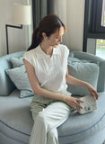 Bico Ribbed Collar Cap Sleeve Knit