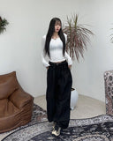 Rough Washing Pin Tuck Balloon Pants