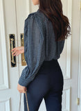 [MADE] Plaid chiffon jacquard check blouse
