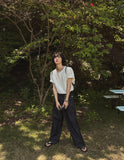 Sunday linen two-tuck wide pants