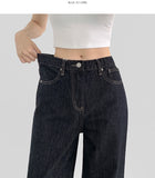 4 Seasons Non-fade Raw Back Banding Wide Fit Denim Pants