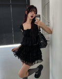 See-through basic rib long socks