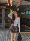 Lucy Unbalanced Off Crop Long Sleeve