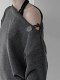 Toggle Boat Neck Loose Fit Long Sleeve Tee
