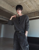 Esta Crop Waffle Henley Neck T-Shirt