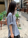 [BAONHAUS] Keinin Seersucker Check Short Sleeve Shirt