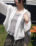 Muni Flower Seethrough String Hooded Jumper