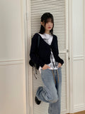 Milan Strap Boucle Crop Long Sleeve Cardigan
