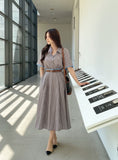 Etoile Color Matching Stripe Shirt One Piece (Belt Set)