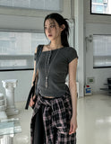 Needs ribbed button unbalanced shoulder t-shirt