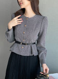 Loila Tweed Shirring Jacket Blouse