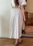 Meshian banding flare long skirt