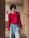 Bone linen V-neck knit