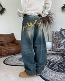 Eddie Flame Curved Denim Pants