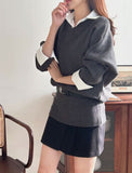 Hashu Shirt Layered Knit (Belt Set)