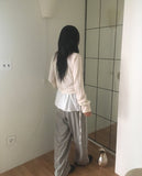 Huli check plain lace wrap skirt