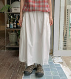 Minati nylon banding pocket shirring flare long skirt