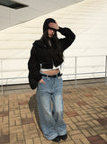 [A/M] Folder Medium Blue Wide Washing Denim Pants