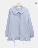 Rundy Check Shirring Round Collar Blouse