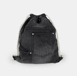 Denim rope string gymsack backpack