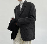 Tweed Wool 3 Button Overfit Jacket
