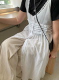 Chyuiko Pintuck Lace Layered Button Long One Piece