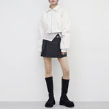 Viola cropped leather jacket