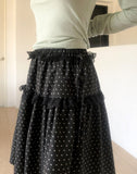 Pereu Dot Frill Midi Skirt