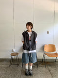 [unisex] Renhi Stripe Banding Denim Bermuda Pants