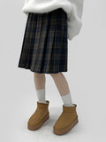 30% wool) Limb Check Pleated Midis Skirt