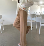 Tight Pleats Slim Semi-Wide Straight Banding Pants