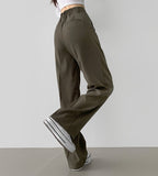 Slacks Flower Two Pintuck Inner Clip Wide Slacks Pants