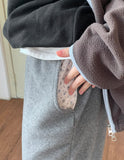 Byubyuen Flower Fleece Jogger Brushed Pants