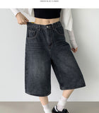Casual Banding Knee Length Bermuda Denim Shorts