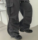 Cotton Two-Way Pocket Knee Shirring Wide Banding Pants