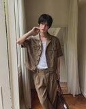Saffy Linen Two Pocket Crop Jacket