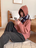 [Balaclava Set] Creama Hood Hachi Round Loose Fit Long Sleeve Knit