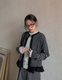 [BAONHAUS] Lorenine Frill Stripe Cardigan