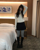 Tny pleats wool short skirt