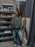 Reverse line wide denim pants