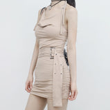 Babinyu String Halter Shirring One Piece (Belt Set)