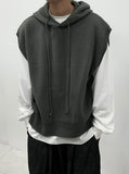 Overhole Hooded Neck Knit Vest