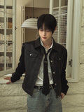 Kurt knit color matching leather jacket