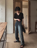 Lujin cat brush washed denim