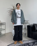Rieki Washing Denim Hood Zip-Up