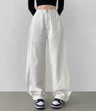 4-Season Hem Snap Long Wide Cotton Pants