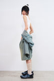 Unbalanced shoulder linen sleeveless top