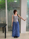 Gyudi Summer Check Banding Wide Pants