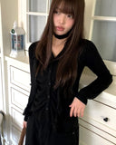 Hori shirring brushed cardigan