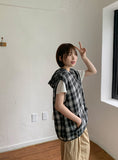 [unisex] Melpo Summer Check Hood Vest